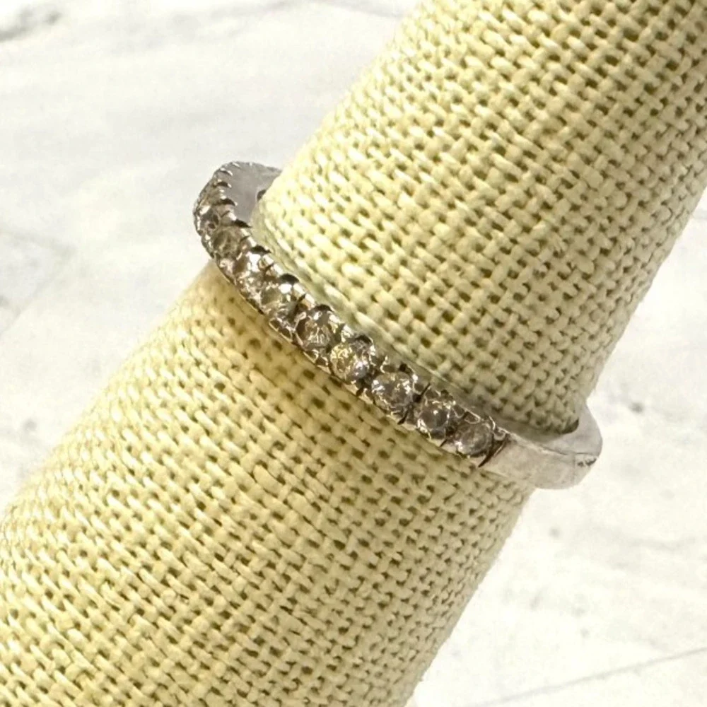 925 Cubic Zirconia Ring Sterling Silver Prong Set 2mm Round CZ Stacking Band Sz5